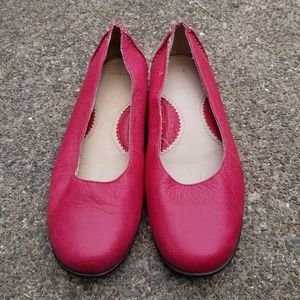 Lands' End Red Leather Ballet Flats